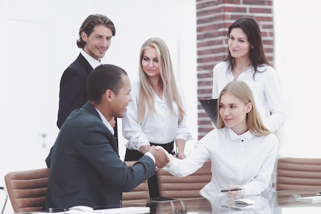 Business partners conducting a workshop in the office