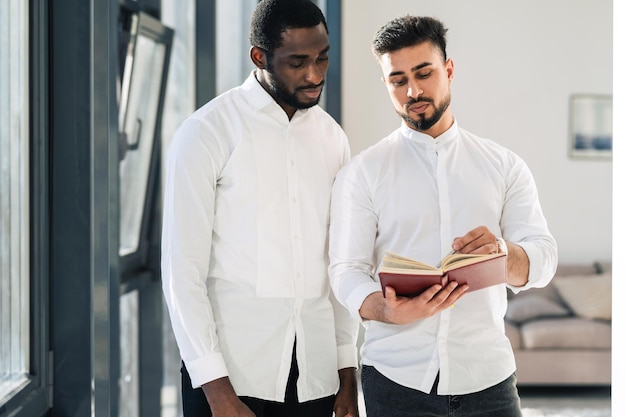 Business partners in office discussing company affairs