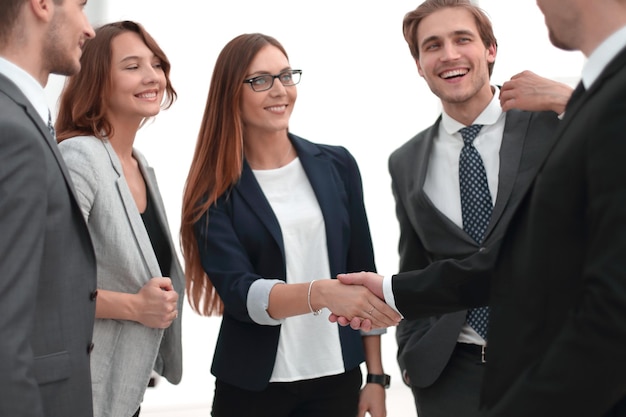 Business partners talking inside the building construction