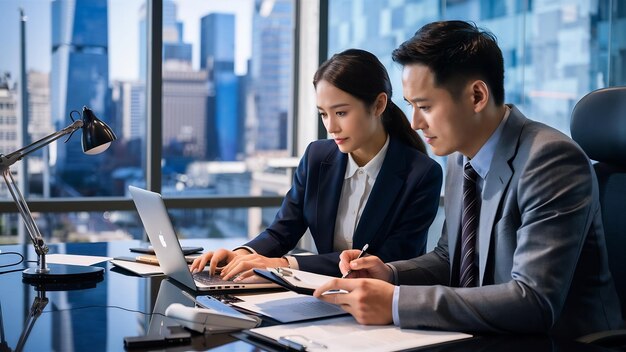 Business partners working in office