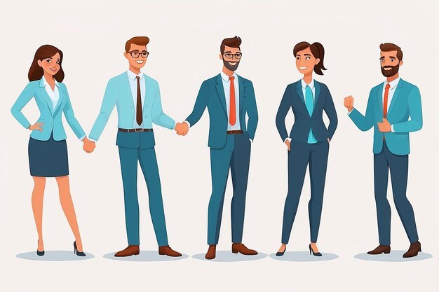 Business Partnership Set Vector Business Man And Business Woman Casual Handshaking Business Connection