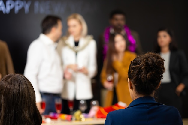 Business party and success celebration Group of diverse business people colleagues or employees dance Applause clapping at event party achievement