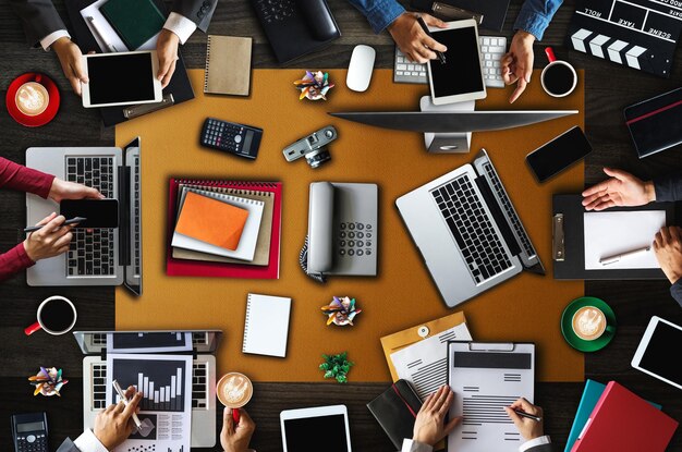 Business People Analyzing Statistics Financial Concept People corporate business team conceptxA