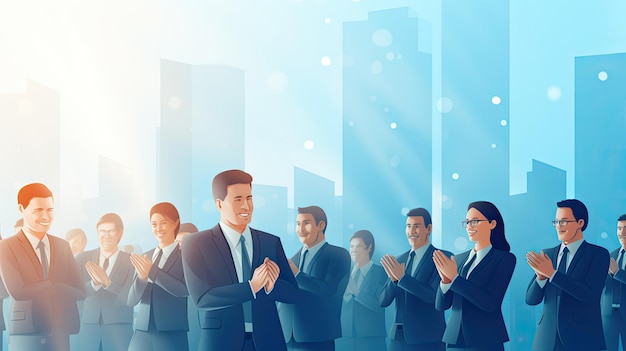Business people applauding Group of business people clapping in row Banner background