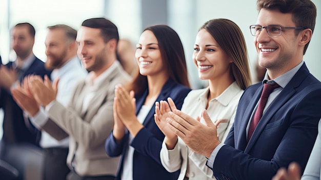 Business people applauding Group of business people clapping in row Banner background