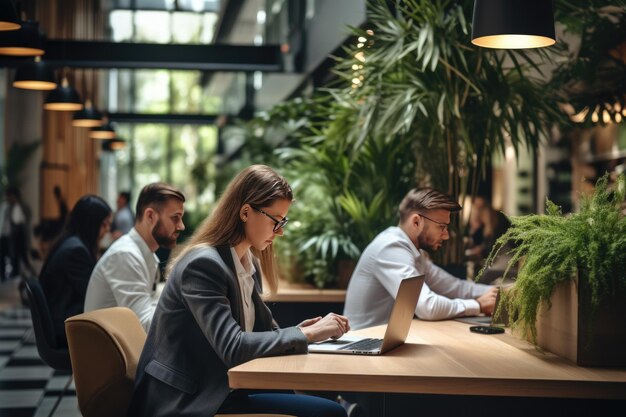 Business people are looking at the laptop and Meeting creative with new project in the office