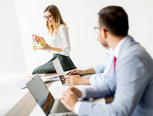 Business people around table during staff meeting