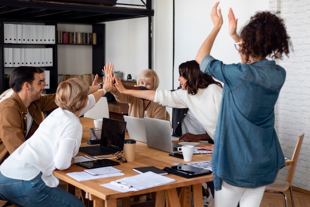 Photo business people being successful