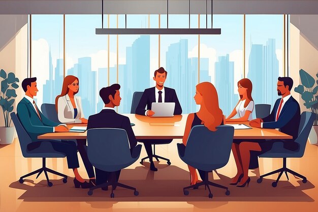 Business people in a board room meeting