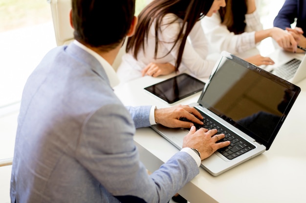 Business people brainstorming in office during conference