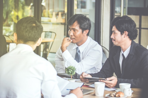 Business people discuss or meeting in the city