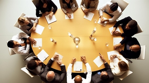 Business people discussing financial reports during the meeting