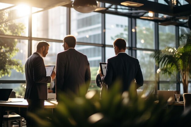 Photo business people discussing a project and working at company collaboration generated by ai