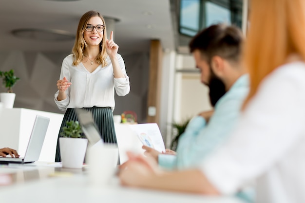 Business people discussing a strategy and working together in office