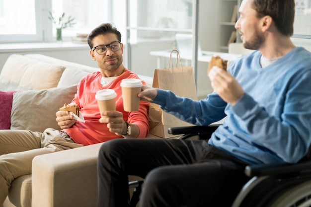 Business people drinking coffee