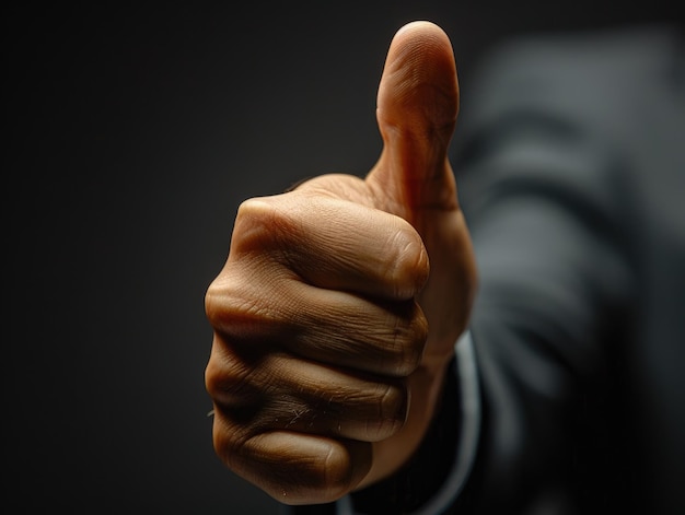 Business people give thumbs up