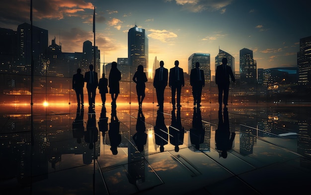 business people group standing silhouette