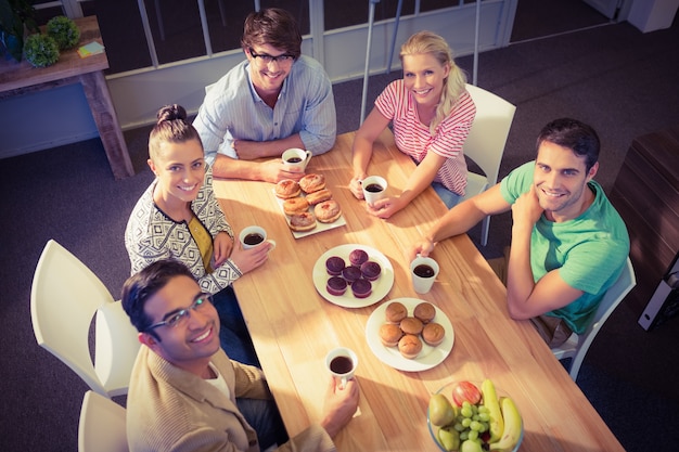 Business people having dessert