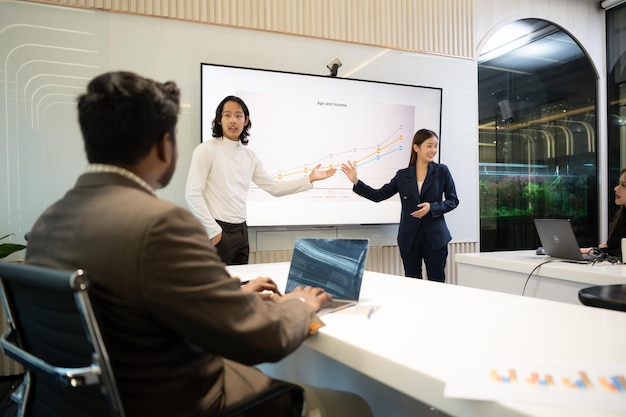 Photo business people having a meeting and present in a conference room at the office