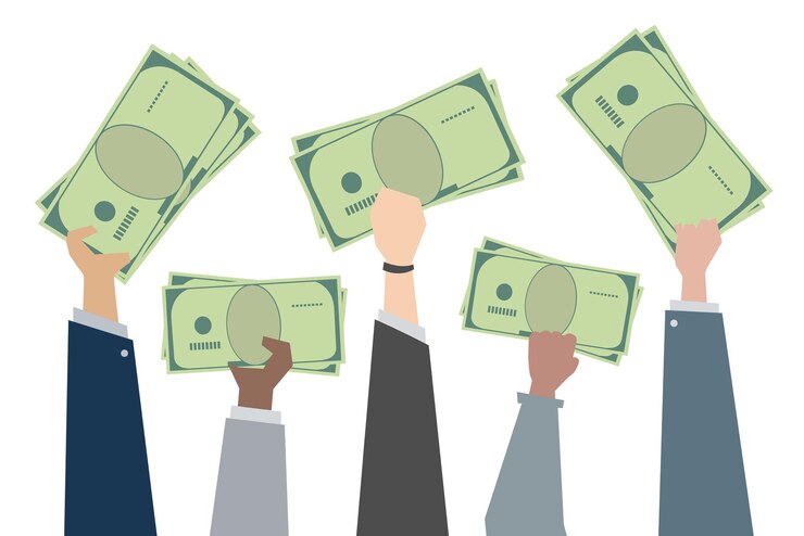 Photo business people holding money illustration