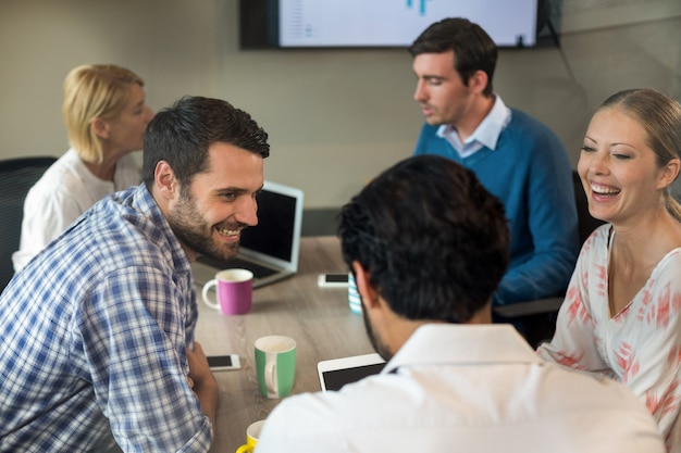 Business people interacting during a meeting