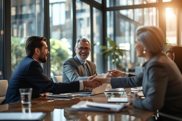 business people make a deal in a meeting