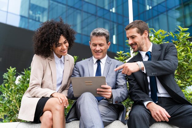 Business people meeting in a business park