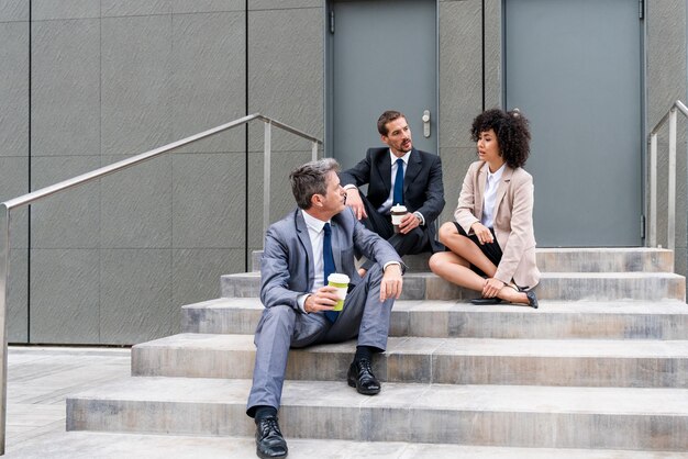 Business people meeting in a business park