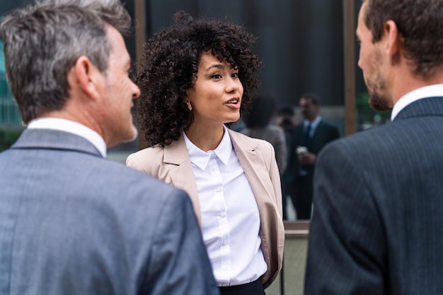 Business people meeting in a business park