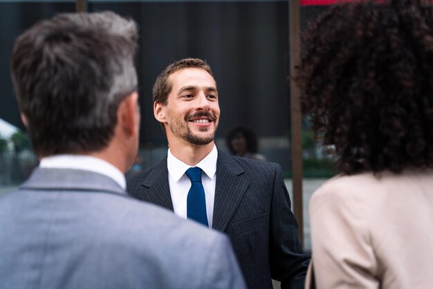 Business people meeting in a business park