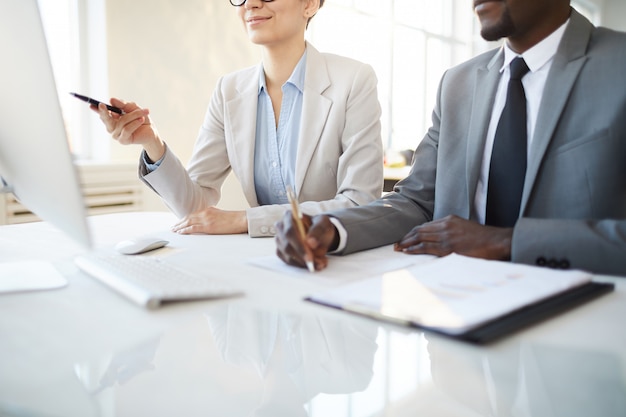 Business People in Meeting Closeup