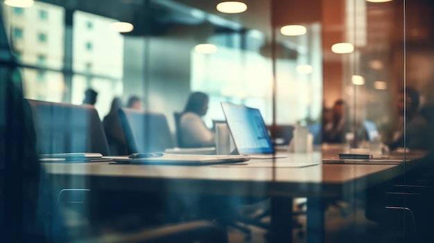 Business people meeting in glass office