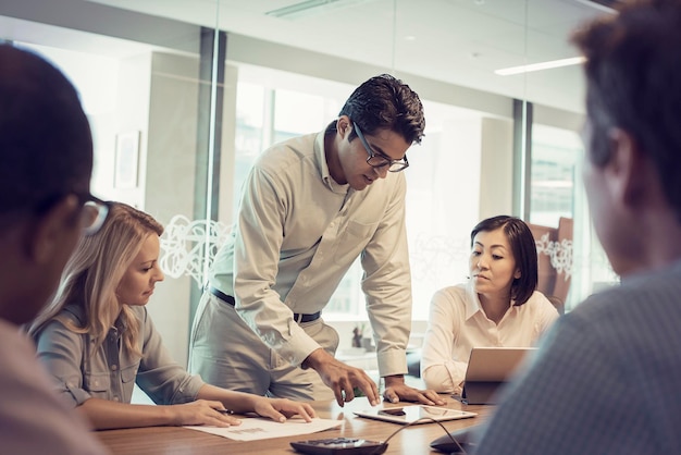 Business people in meeting having interesting discussion