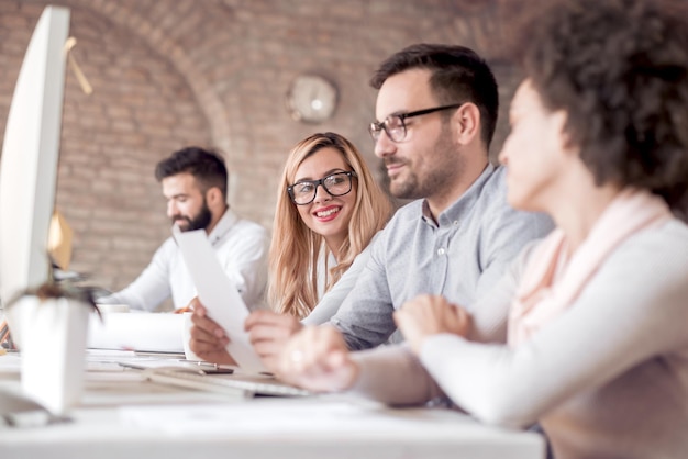 Business people meeting in office to discuss project