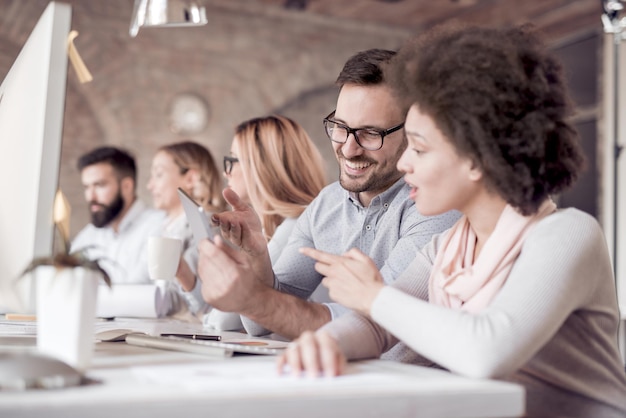 Business people meeting in office to discuss project