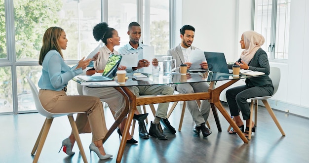 Business people meeting and planning for strategy brainstorming or schedule in the boardroom Group of employee workers sharing ideas in team discussion project plan or collaboration at the office