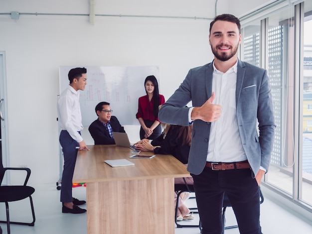 Business people in meeting room,Business team explaining new business ideas,businessman th