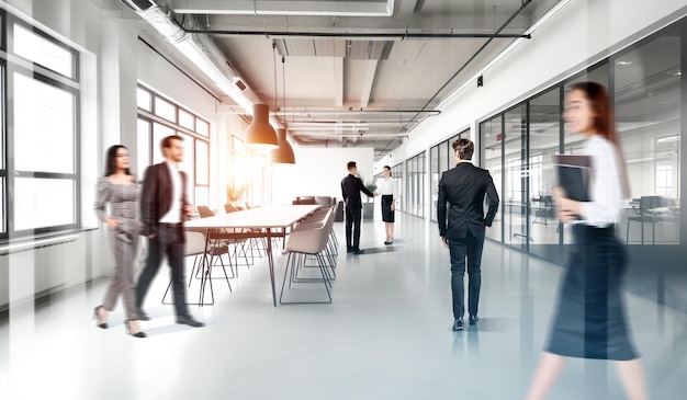 Photo business people in meeting room handshake ai generative illustration