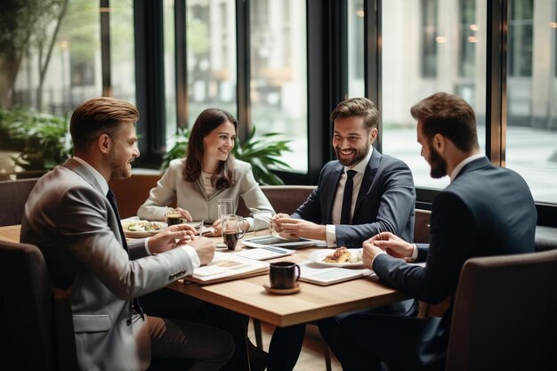 Business people at a restaurant table