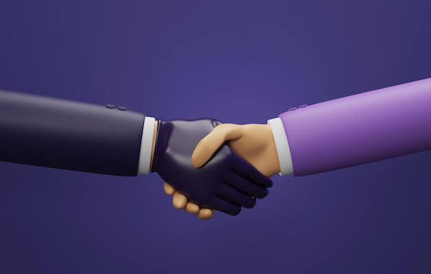 Business people shaking hands businessman wearing black gloves