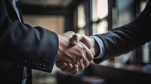 Photo business people shaking hands in office