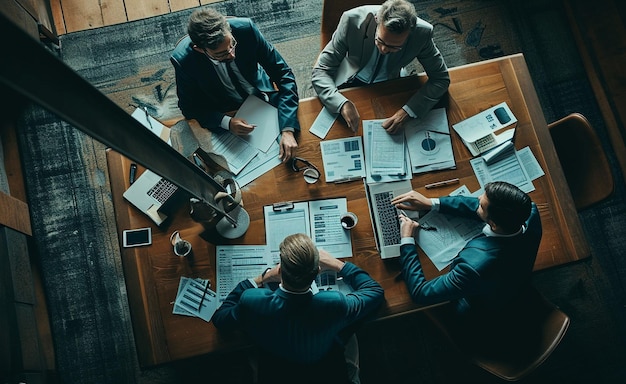 business people sit at a table