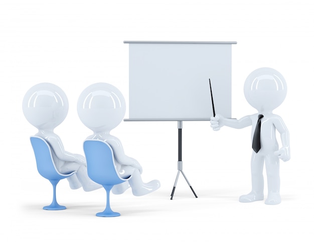 Photo business people sitting on presentation. isolated. contains clipping path