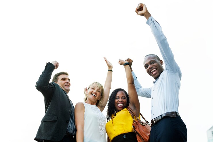 Photo business people successful achievement concept