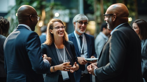 Foto uomini d'affari che parlano a una conferenza