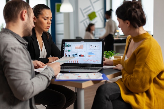 business people talking with team leader