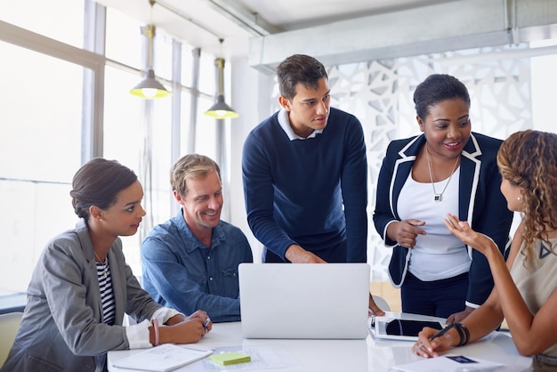 Business people teamwork and cooperation with brainstorming corporate and professional in modern office Staff employees and coworkers with ideas collaboration and internet for project or startup