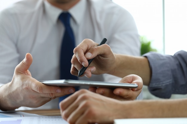 business people using tablet