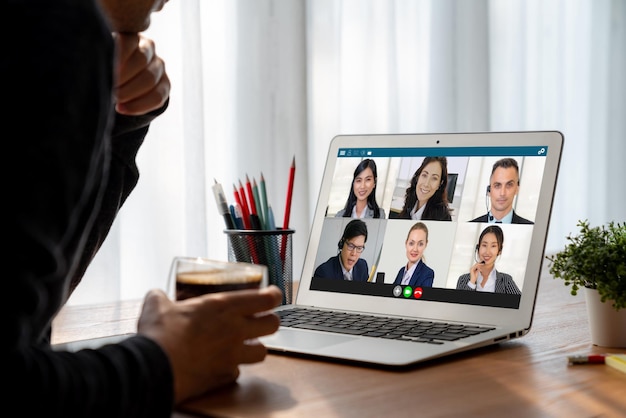 Business people on video conference for modish virtual group meeting of corprate business office workers