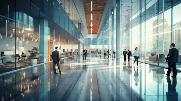 Business people walking around Modern office interior